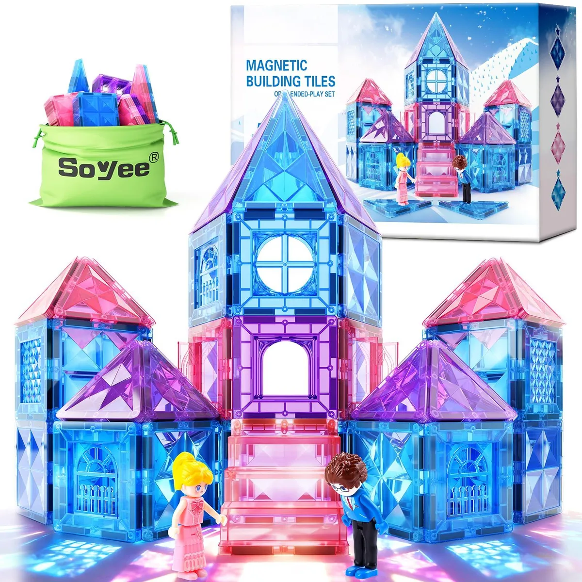 Soyee Diamond Magnetic Tiles Princess Castle 58pcs Educational — product photo