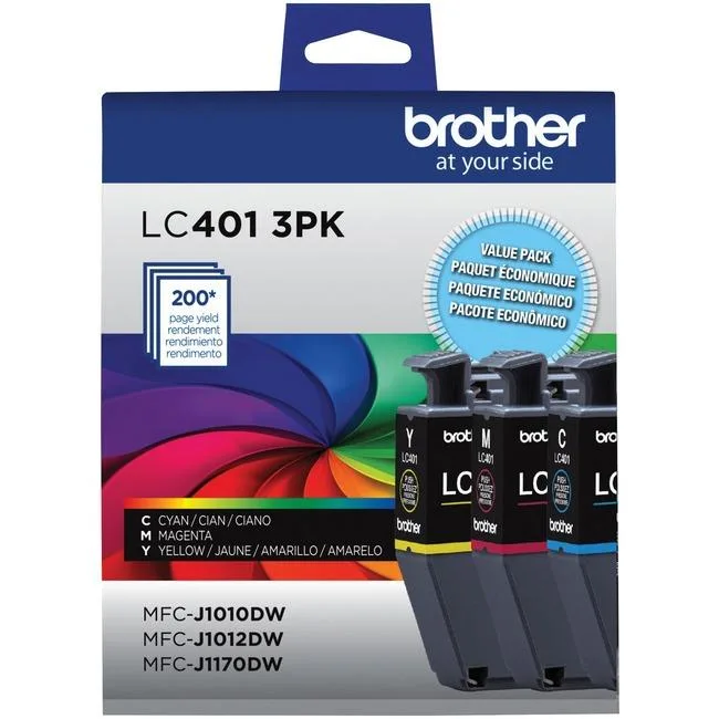 Brother Brother LC4013PKS Cyan/Magenta/Yellow Standard Yield Ink Cartridges 3-Pack — product photo
