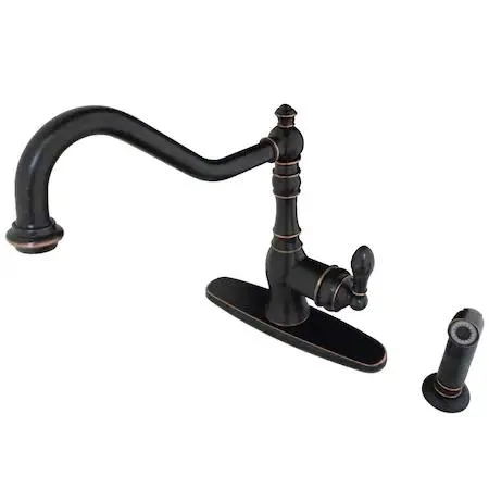Gourmetier kitchen faucet in Naples bronze finish with brass side sprayer