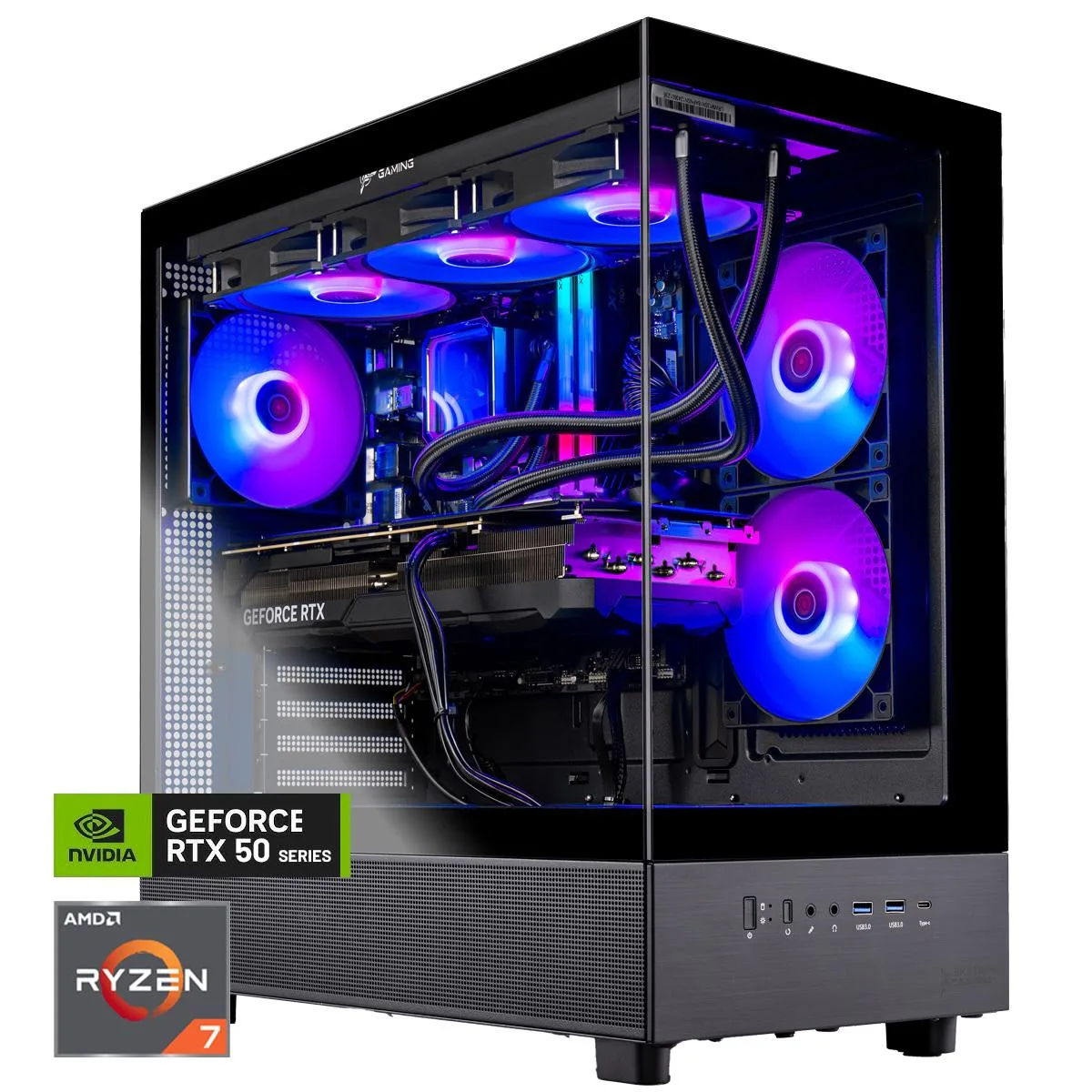Skytech Skytech ST-AZURE3-1731-B-AL gaming PC, Ryzen 7 9800X3D, RTX 5070 12GB, 32GB DDR5, 2TB NVMe — product photo