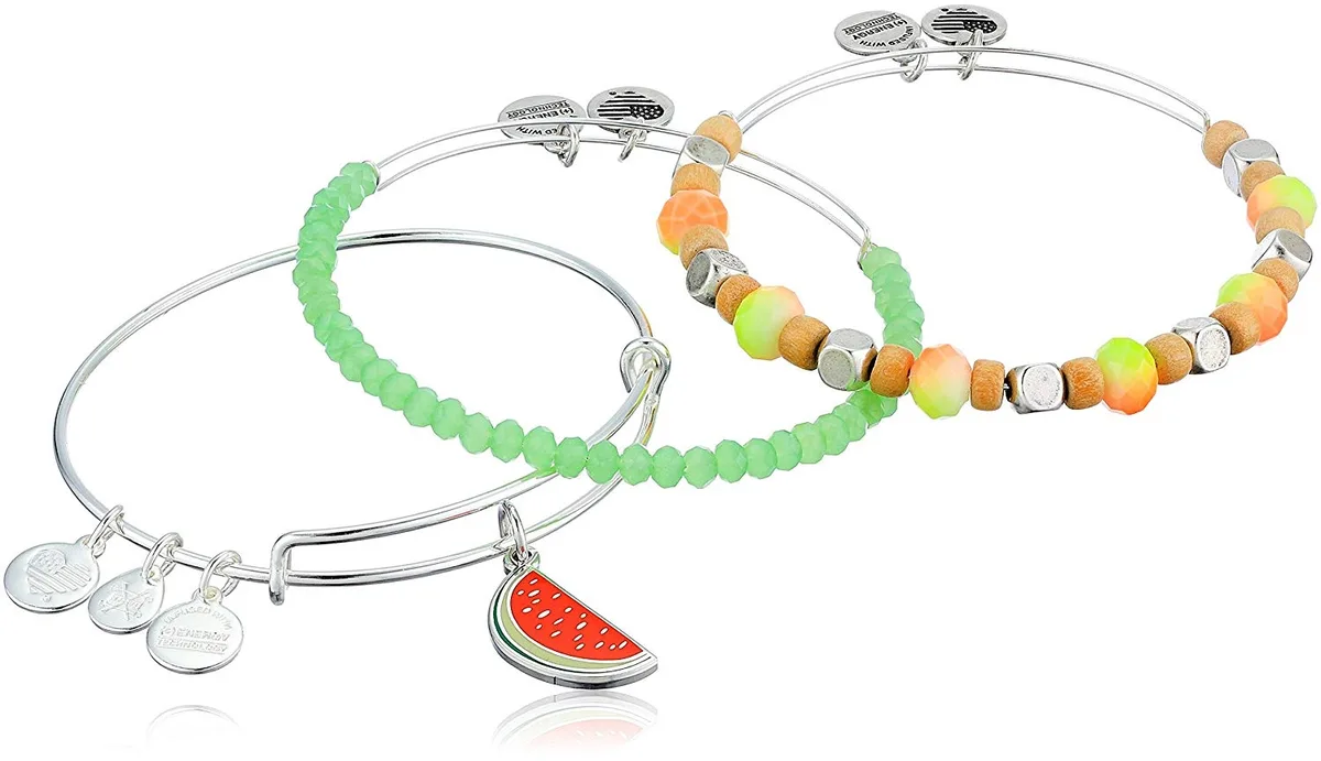 Alex and Ani Alex and Ani Color Infusion One in a Melon Set of 3 Expandable Bracelets Shiny Silver — product photo