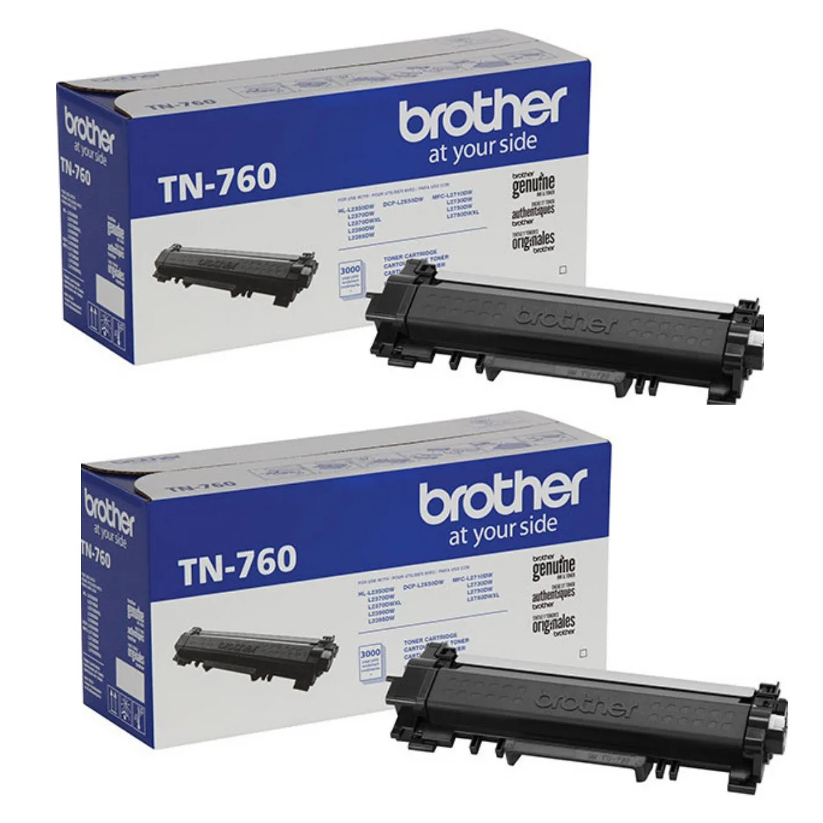 Brother Brother TN760 High Yield Black Toner Cartridge 2 Pack 3000 Yield — product photo