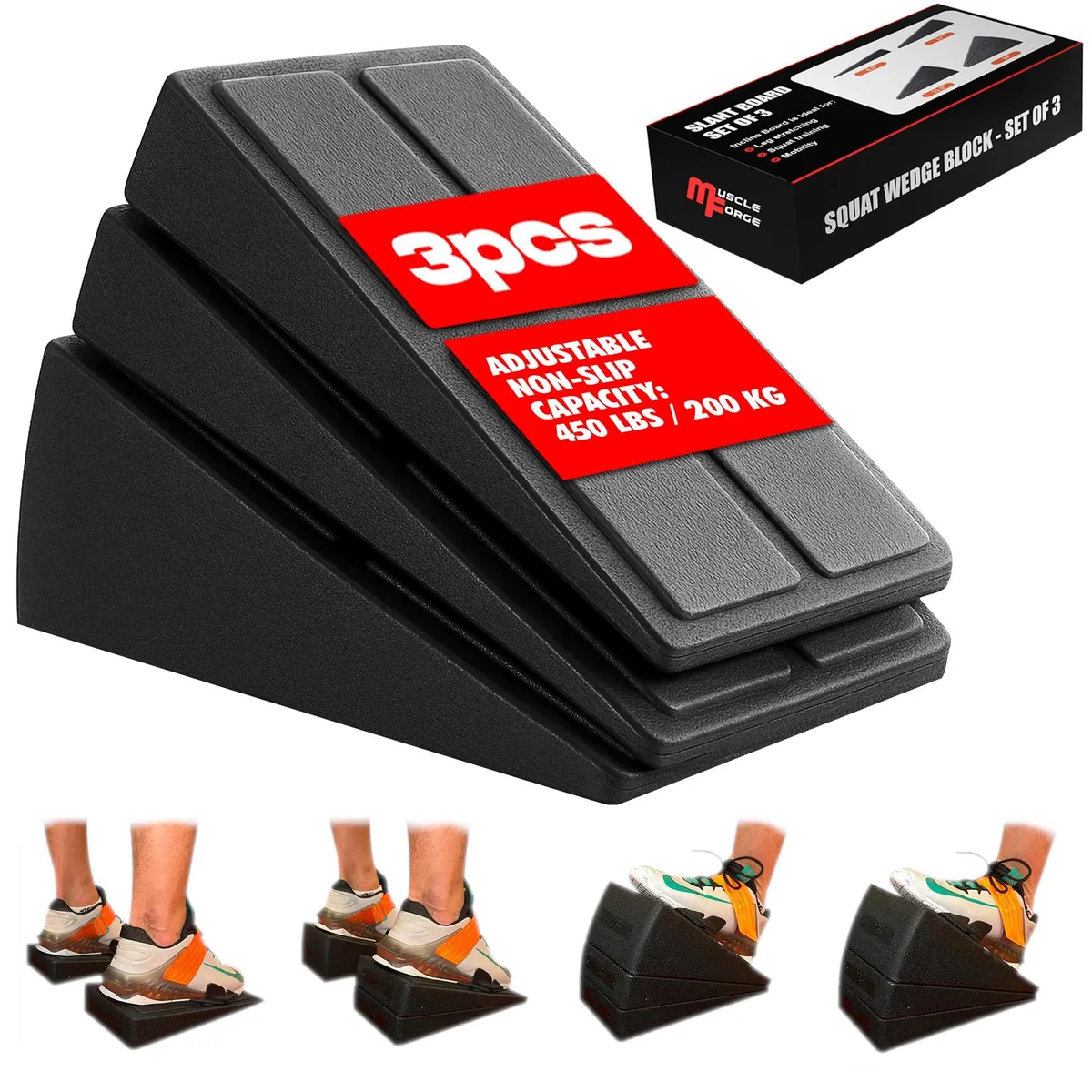 Lightweight black foam wedge block with textured rubber grip surface, 14 inches long
