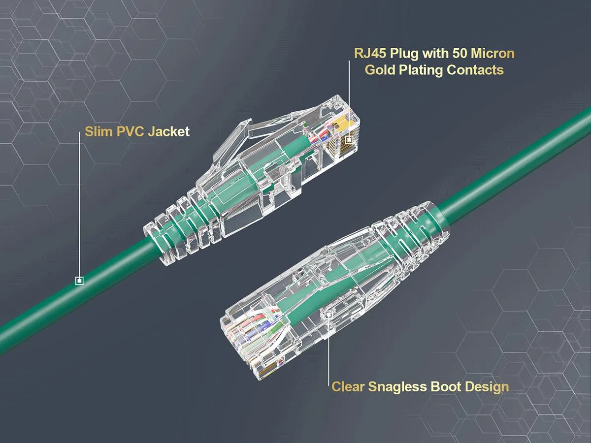 Cable Leader Cable Leader 6in Cat6a Ethernet Cable Slim 28AWG Green — product photo