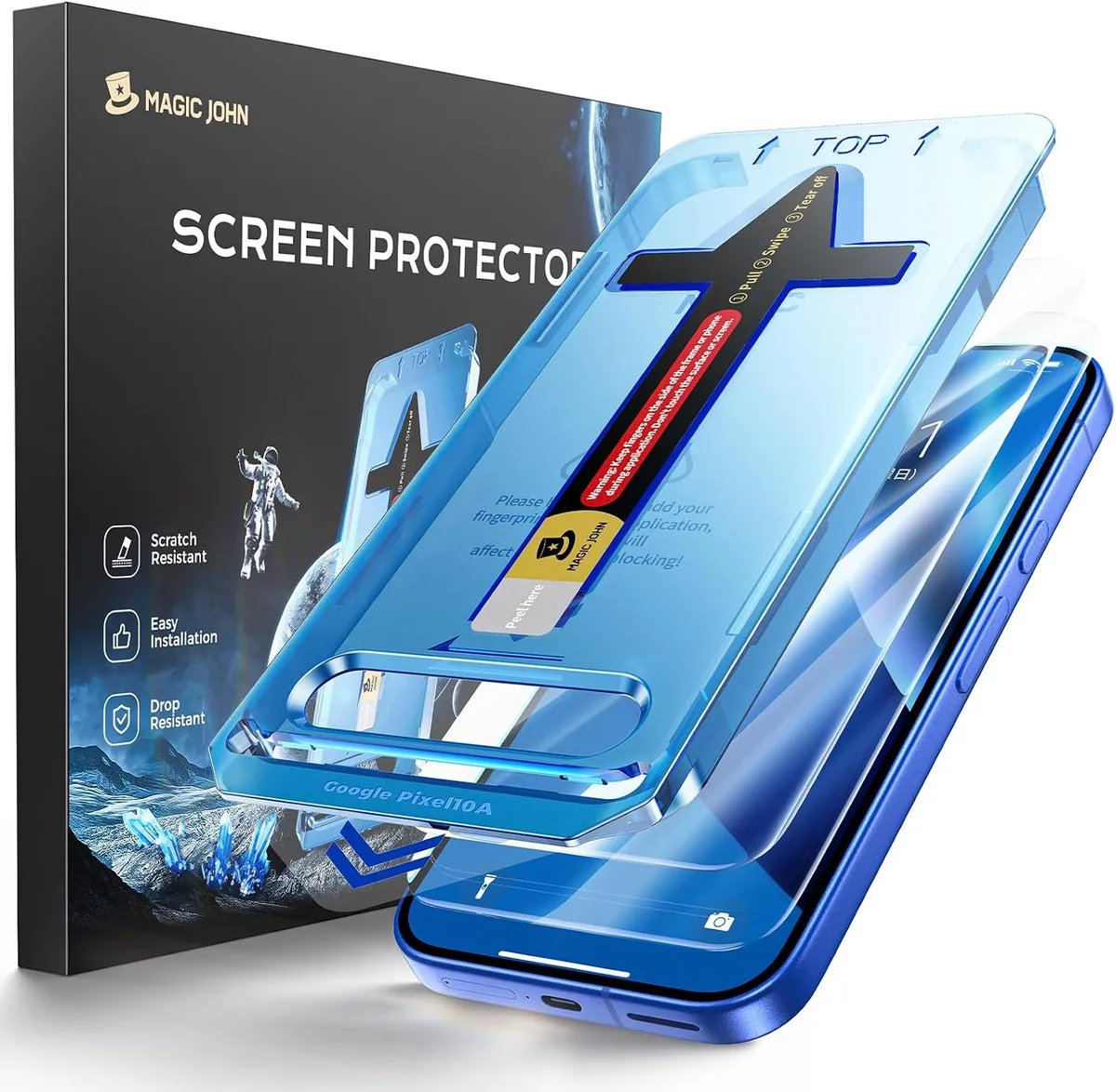 Two clear tempered-glass screen protectors for Pixel 10a 6.3 inch display