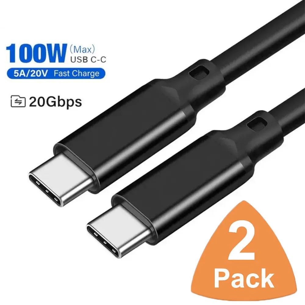 Jansicotek Jansicotek PQ099 USB C to USB C Cable 2-Pack 10ft 20Gbps 100W 4K@60Hz Black — product photo
