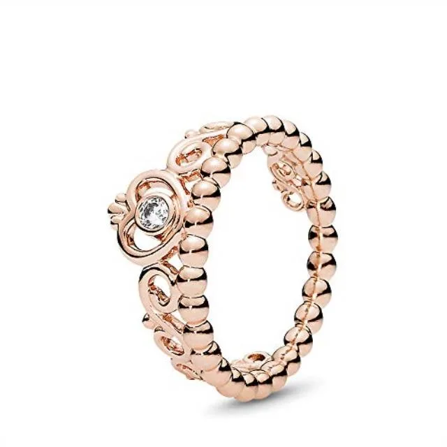 PANDORA Rose tiara ring with heart details, size 4.5