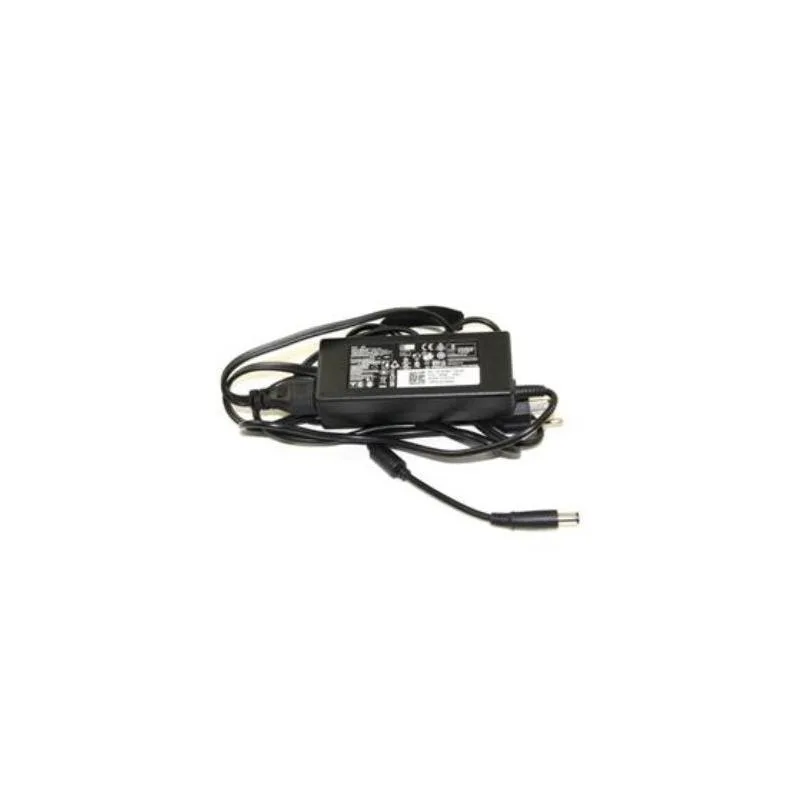 Black rectangular 90 Watt Dell AC adapter with cable