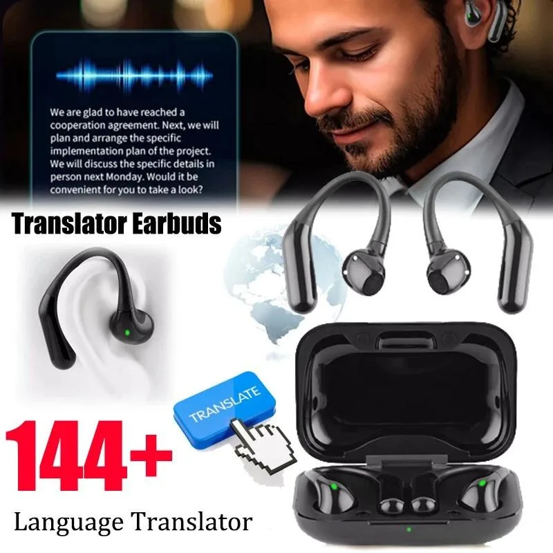 RAYBESTOS UNBRANDED RAYBESTOS UNBRANDED Wireless 144 Language AI Translator Earbuds Bluetooth 5.3 — product photo