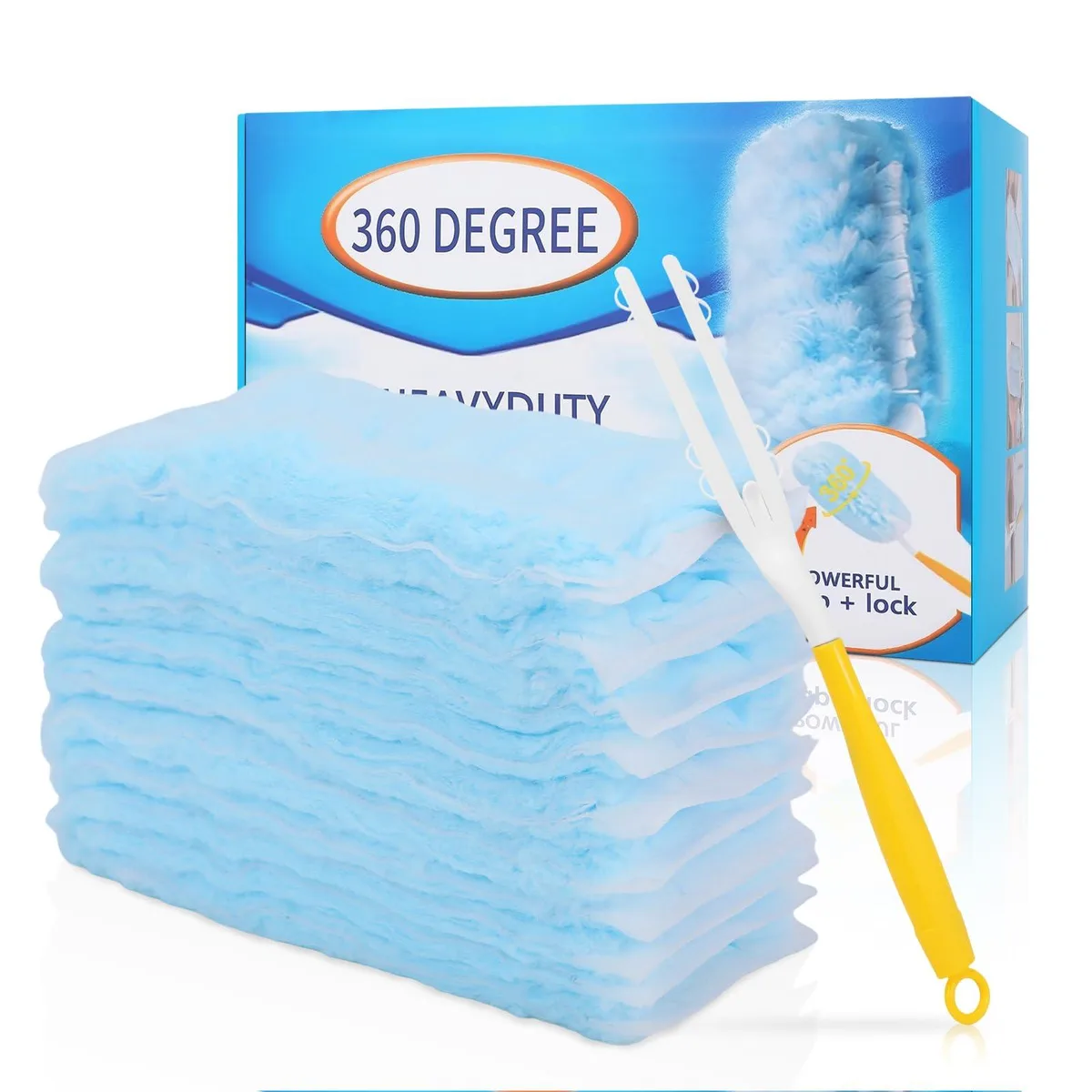 Box of forty white microfiber duster refills with flexible fibers