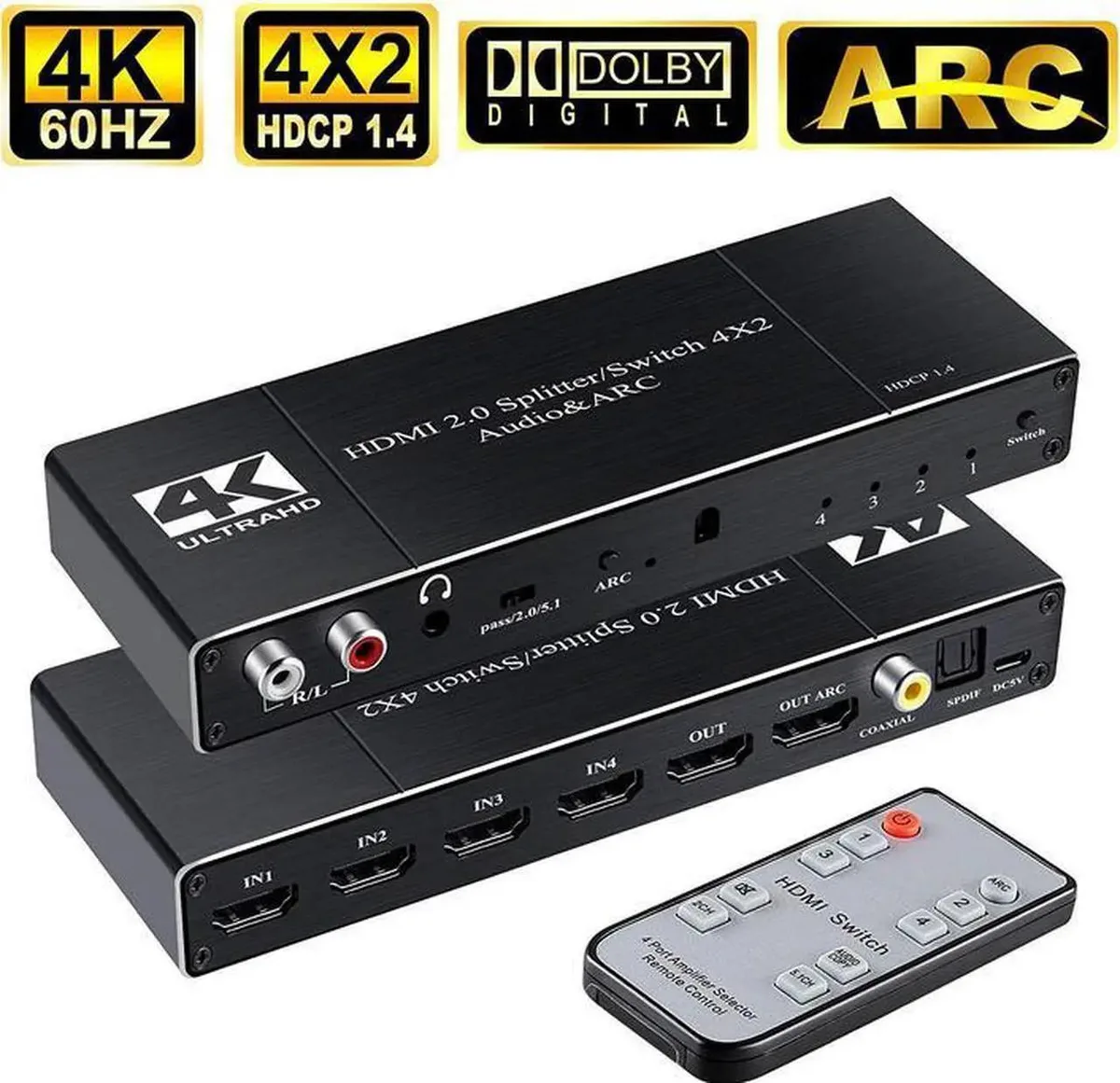 SMUGDESK SMUGDESK Torpedo Nova 4x2 HDMI 2.0 Matrix Switch with ARC & Audio Extractor — product photo