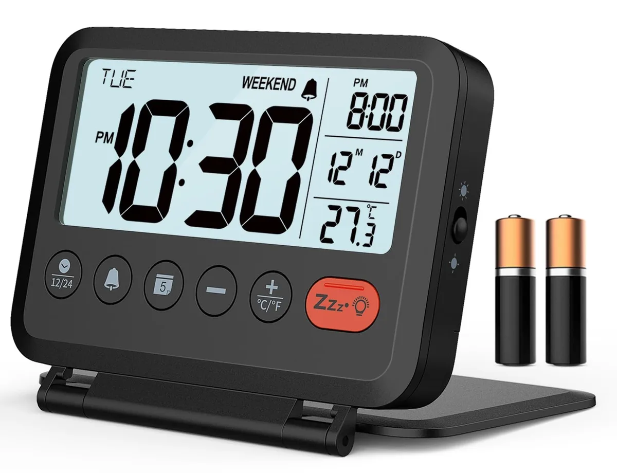  MeesMeek 6201 Digital Travel Alarm Clock Black 3.54" LCD — product photo