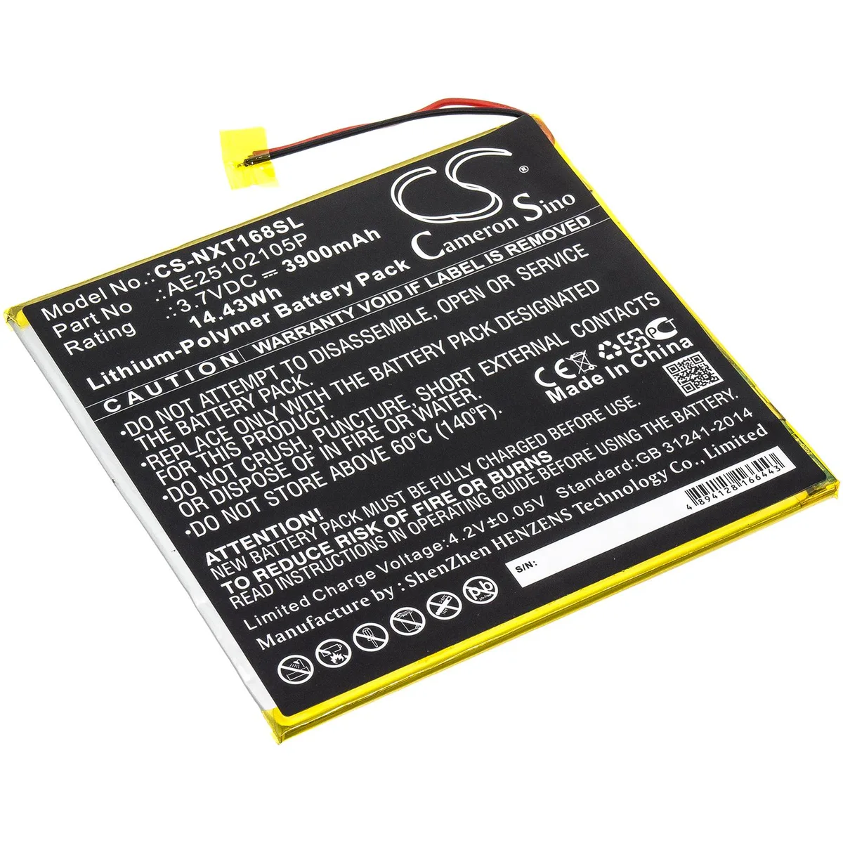 Cameron & Co Cameron & Co DS-CS-NXT168SL Li-Polymer Battery 3.7V 3.9Ah Black — product photo