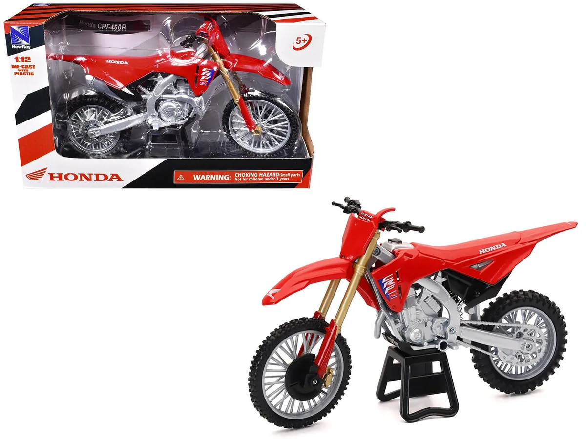 New Ray Toys New Ray Toys Honda CRF450R Red with Black Accents 1/12 Diecast Motorcycle — product photo