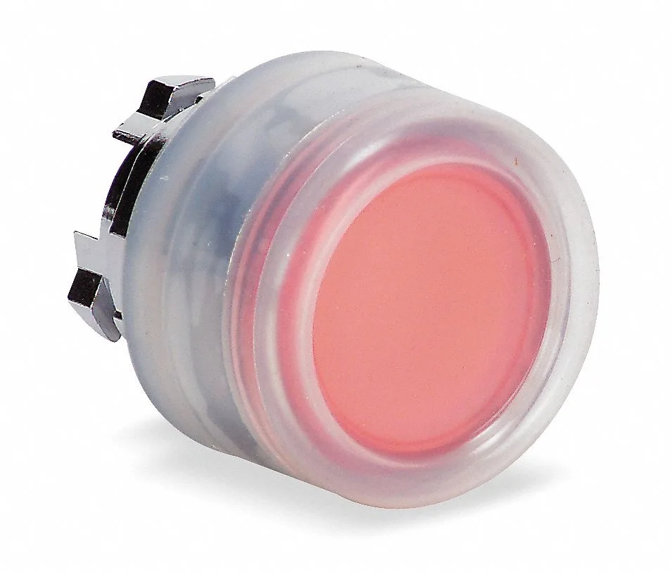 Schneider Electric red 22mm momentary flush booted pushbutton with chrome metal bezel