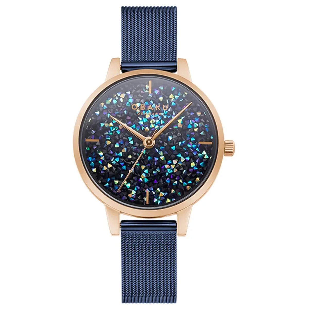Obaku Orion stainless steel watch with blue dial and matching bracelet