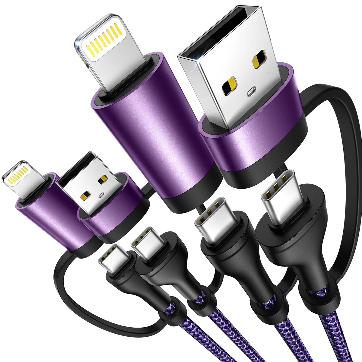  Belkin 4-in-1 Charging Cable 2-Pack 6.6ft 60W Orange — product photo