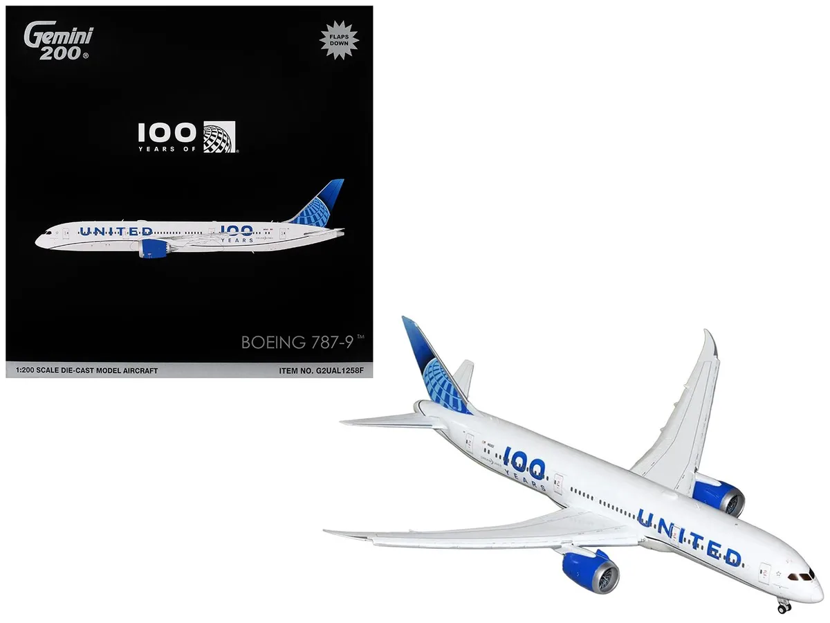 GeminiJets GeminiJets Boeing 787-9 1/200 United Airlines 100 Years Diecast Hobby Collectible — product photo