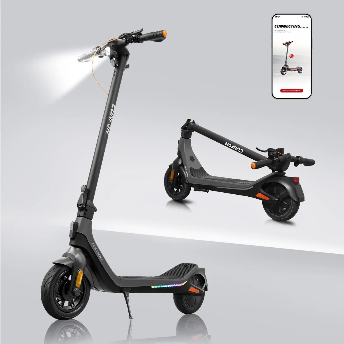 CUNFON CUNFON RS300 Electric Scooter 650W 19MPH 25mi 265LBS 10in Foldable Fingerprint — product photo