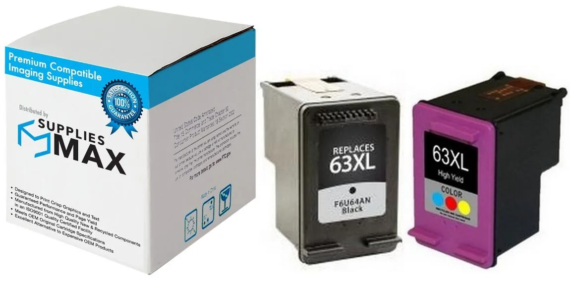 SuppliesMax SuppliesMax HP 63XL Remanufactured Inkjet Combo Pack (Black/Color) 480 Pages — product photo