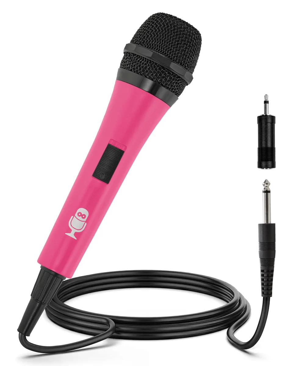  Singing Machine SMM 205P Microphone Pink 3.5 mm Jack 10.5 ft Cord — product photo