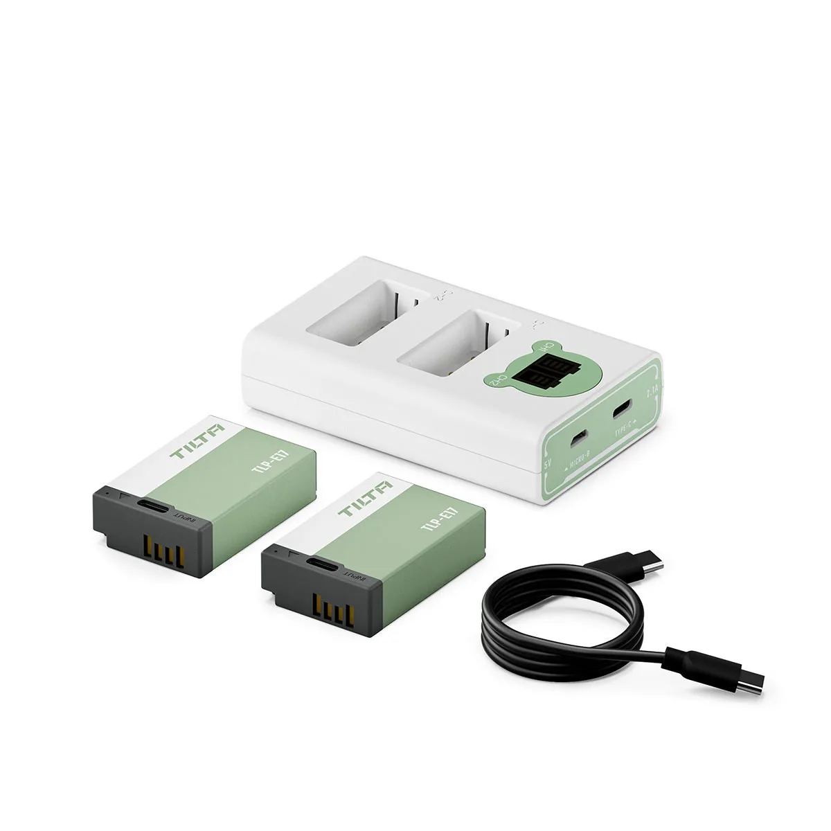 Tilta Technology Co.,Ltd Tilta Technology Co.,Ltd 2-Channel Charger with 2x LP-E17 Battery Ash Green camera accessory — product photo