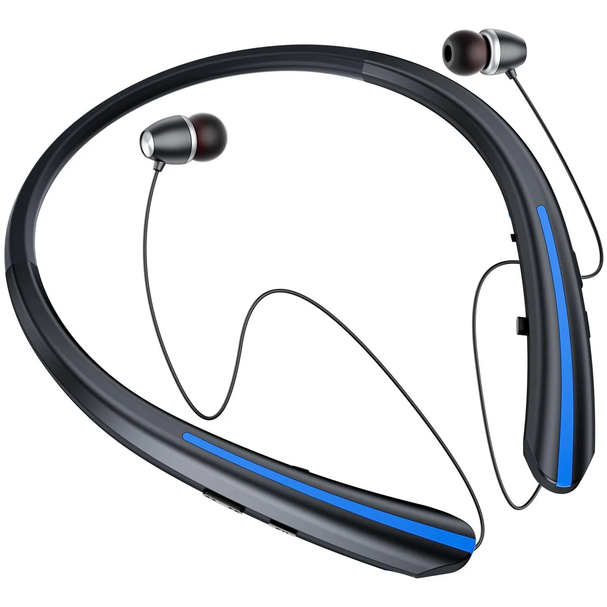  ZIQOPGD HX 911 retractable neckband headset Black Blue — product photo