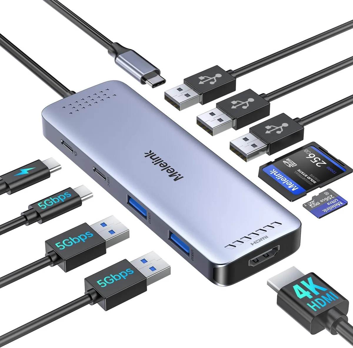 MCHOSE MCHOSE 10-in-1 USB-C Hub 4K@60Hz HDMI 100W PD 6 USB Ports SD/TF — product photo