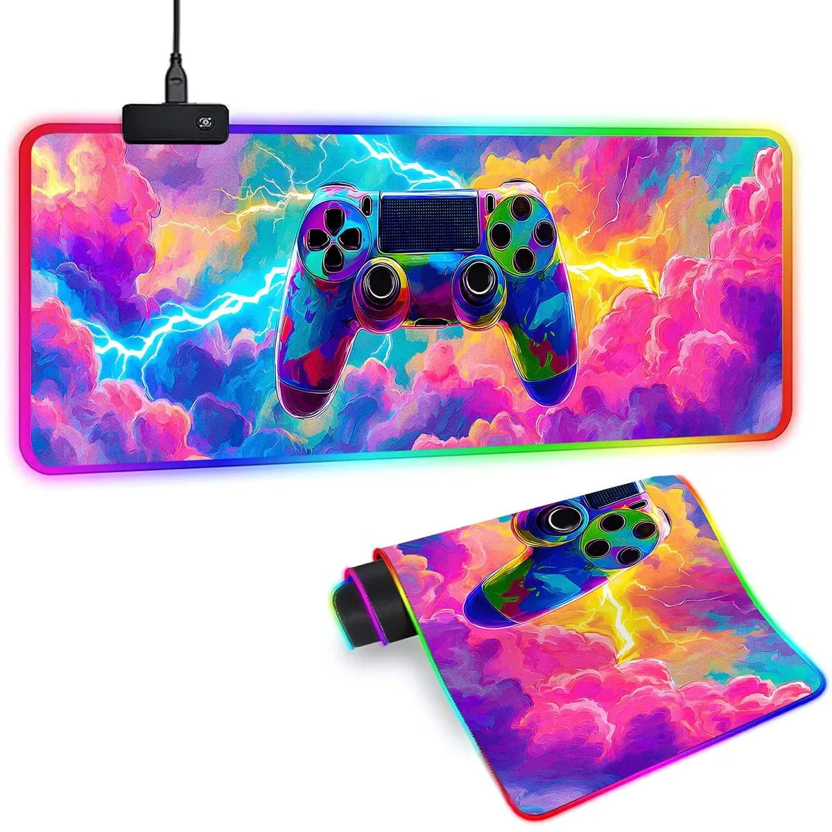 Barrow Mods Barrow Mods 2 in 1 Accessory XL LED Gaming Mouse Pad 31.5 x 11.8in 14 Light Modes — product photo
