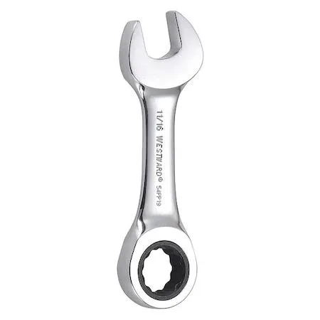 Chrome stubby combination wrench with 11/16 inch open and box ends