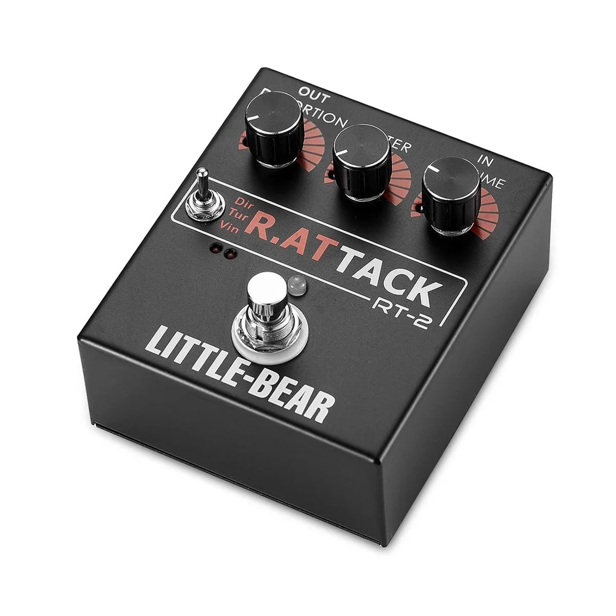 Compact metal stompbox with three mode knobs and LED indicator
