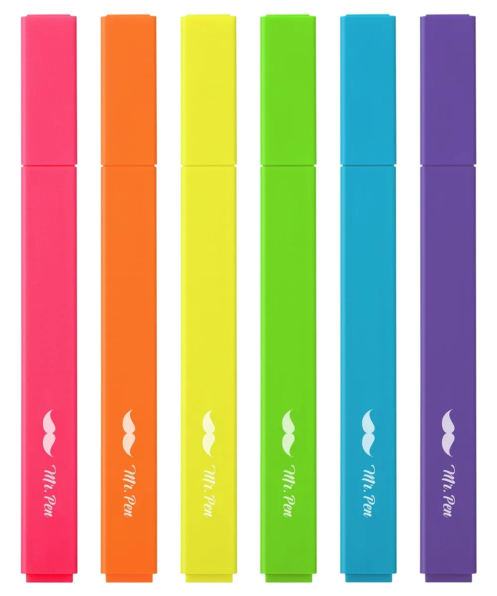 Mr. Pen Aesthetic Highlighters No Bleed 6 Pack Assorted Colors — product photo