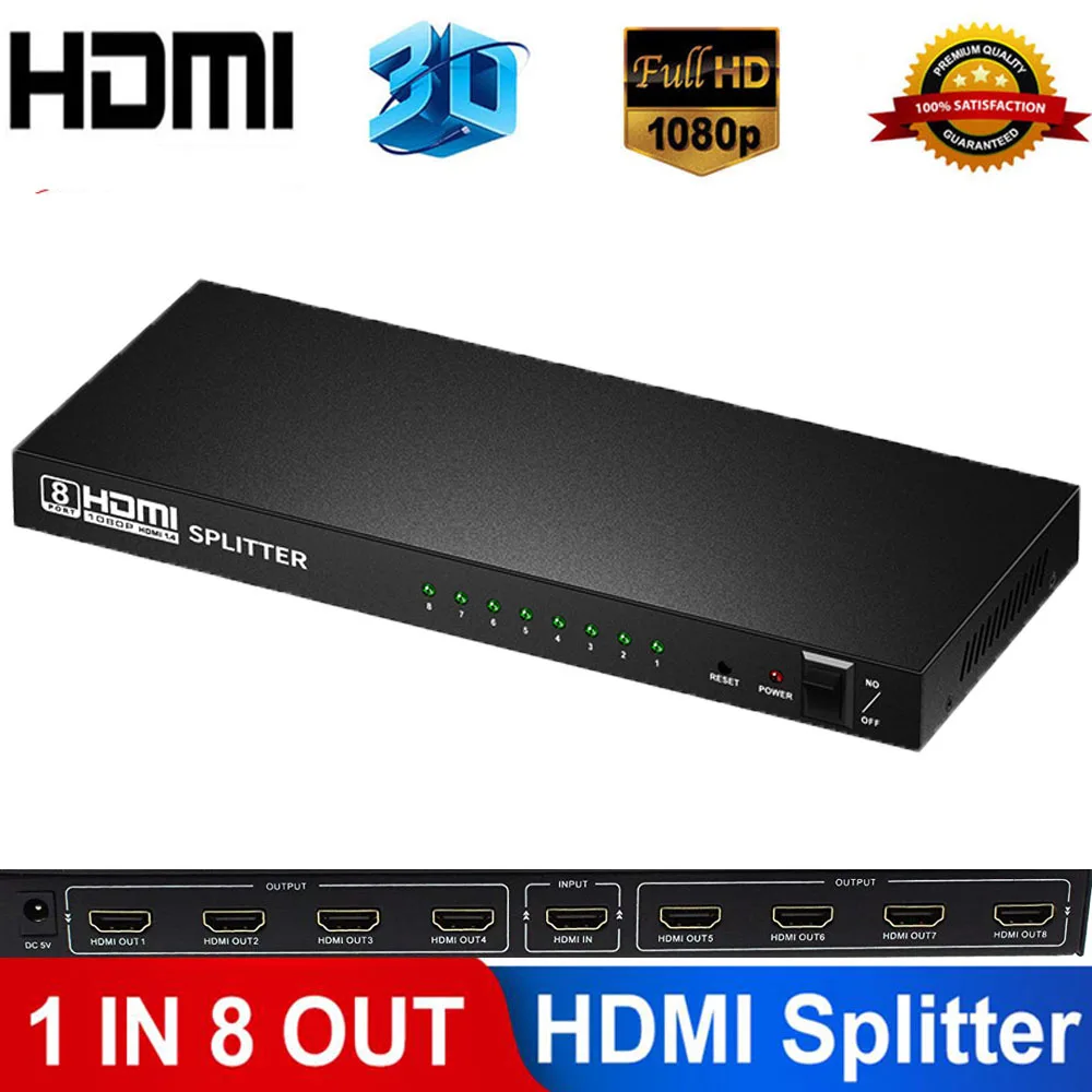 Jansicotek Jansicotek 1x8 HDMI Splitter 1080P 3D 8 Ports Powered — product photo