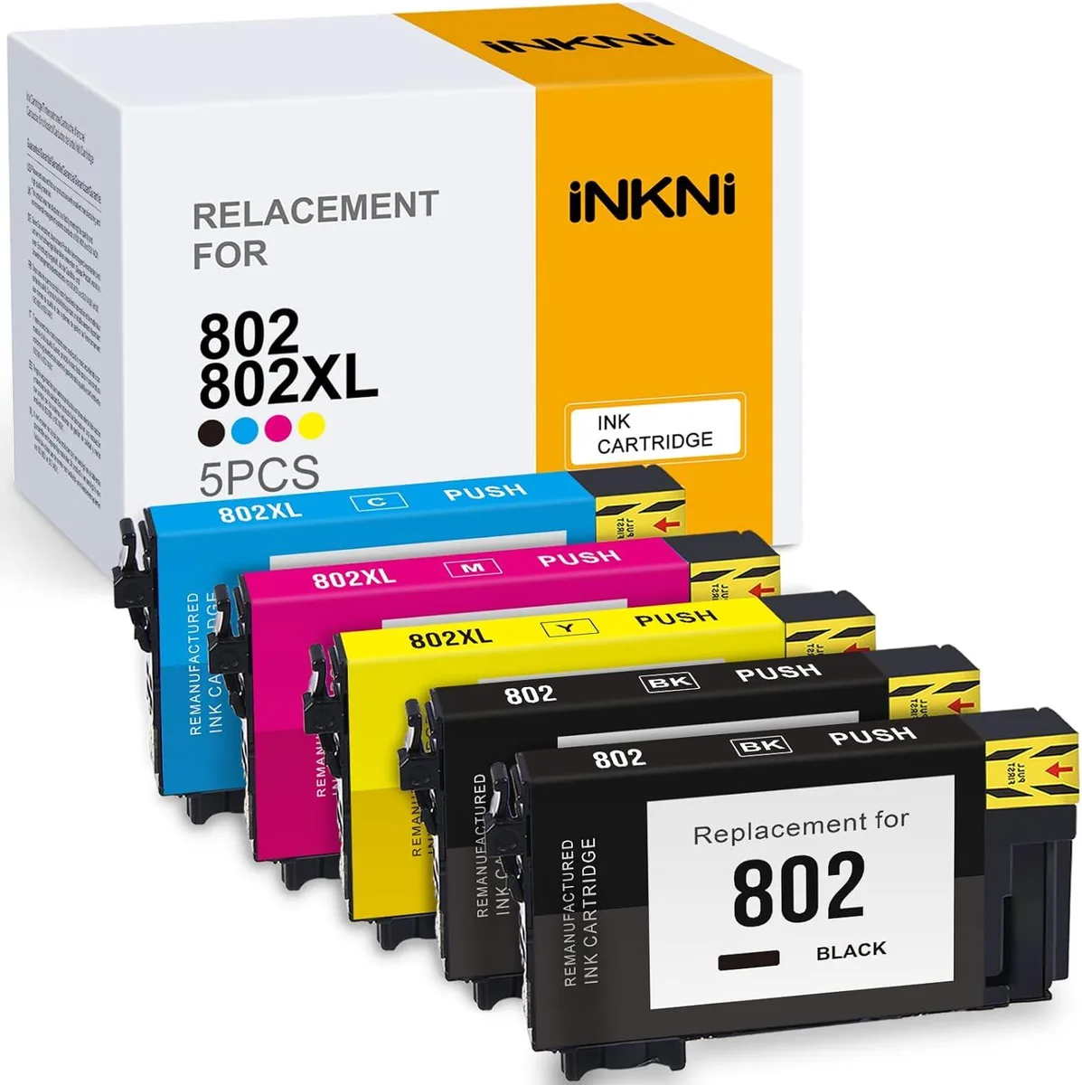 NuoTo NuoTo 802XL 5-Pack Ink Cartridge (2×Black 802120, Cyan 220, Magenta 320, Yellow 420) — product photo