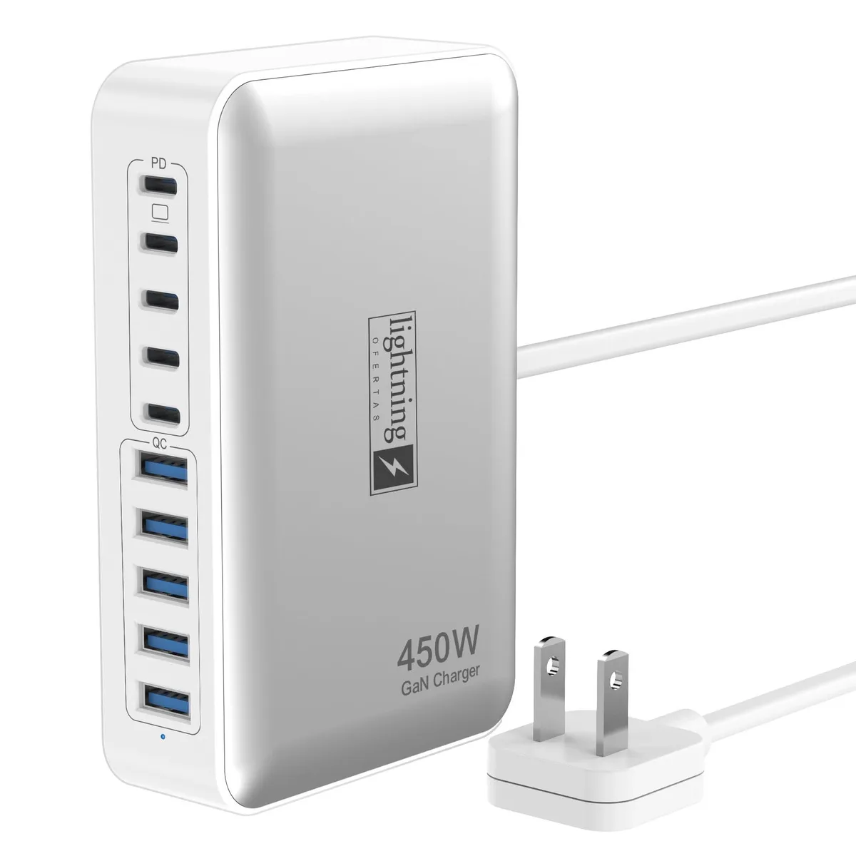 Dell ZETX200W-U 450W 10-port USB charger hub 5 USB-C 5 USB-A — product photo