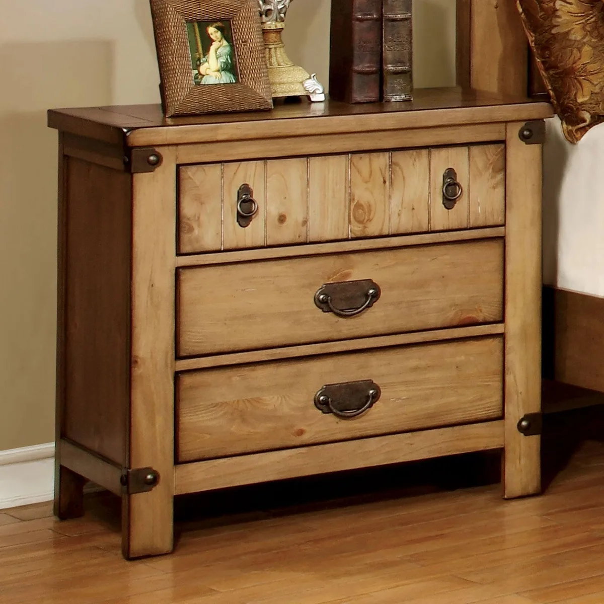 tuphen tuphen Cottage Style Weathered Elm Nightstand USB Outlet 29 1/4"W 17"D 28 1/8"H — product photo