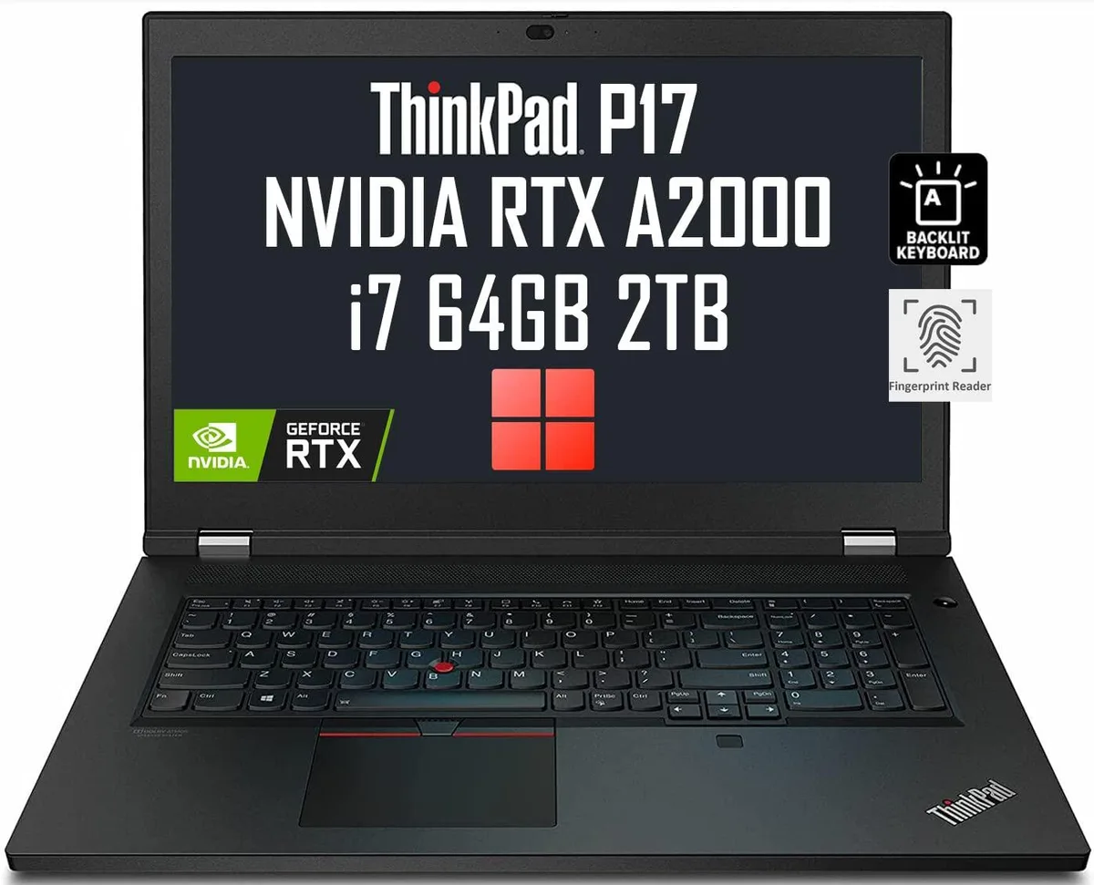 Lenovo Lenovo ThinkPad P17 Gen 2 laptop 17.3" FHD i7-11800H 64GB DDR4 2TB RTX A2000 4GB — product photo