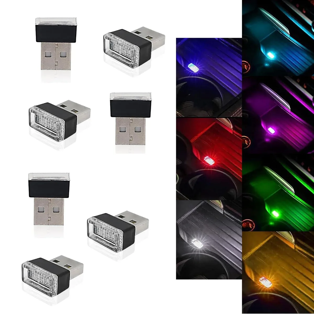  Icyfond 7PCS USB LED Car Interior Atmosphere Lamp Multi-Color Automotive Specialty Lighting — product photo