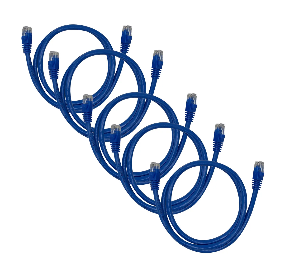 PPA International PPA International Cat6a Network Ethernet Cable Blue Snagless 3 ft 5-Pack — product photo