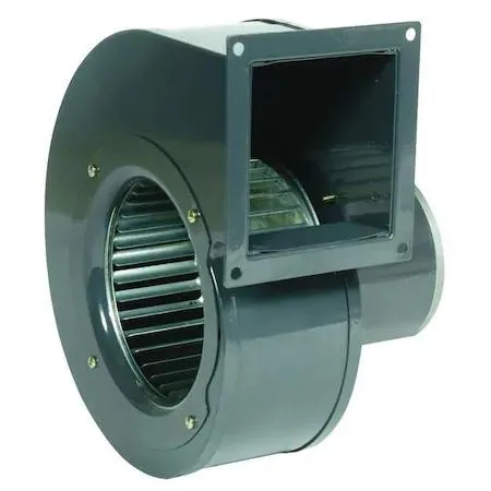 Rectangular Dayton OEM blower, forward-curved wheel, 6-1/4 inch diameter, direct drive, assembled