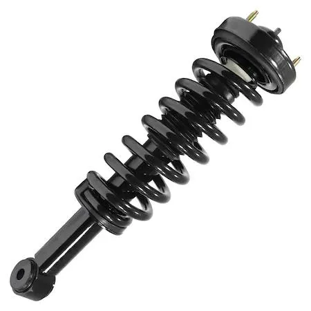 Unity 11900 front complete strut assembly, silver steel coil spring and silver metal housing with black top mount