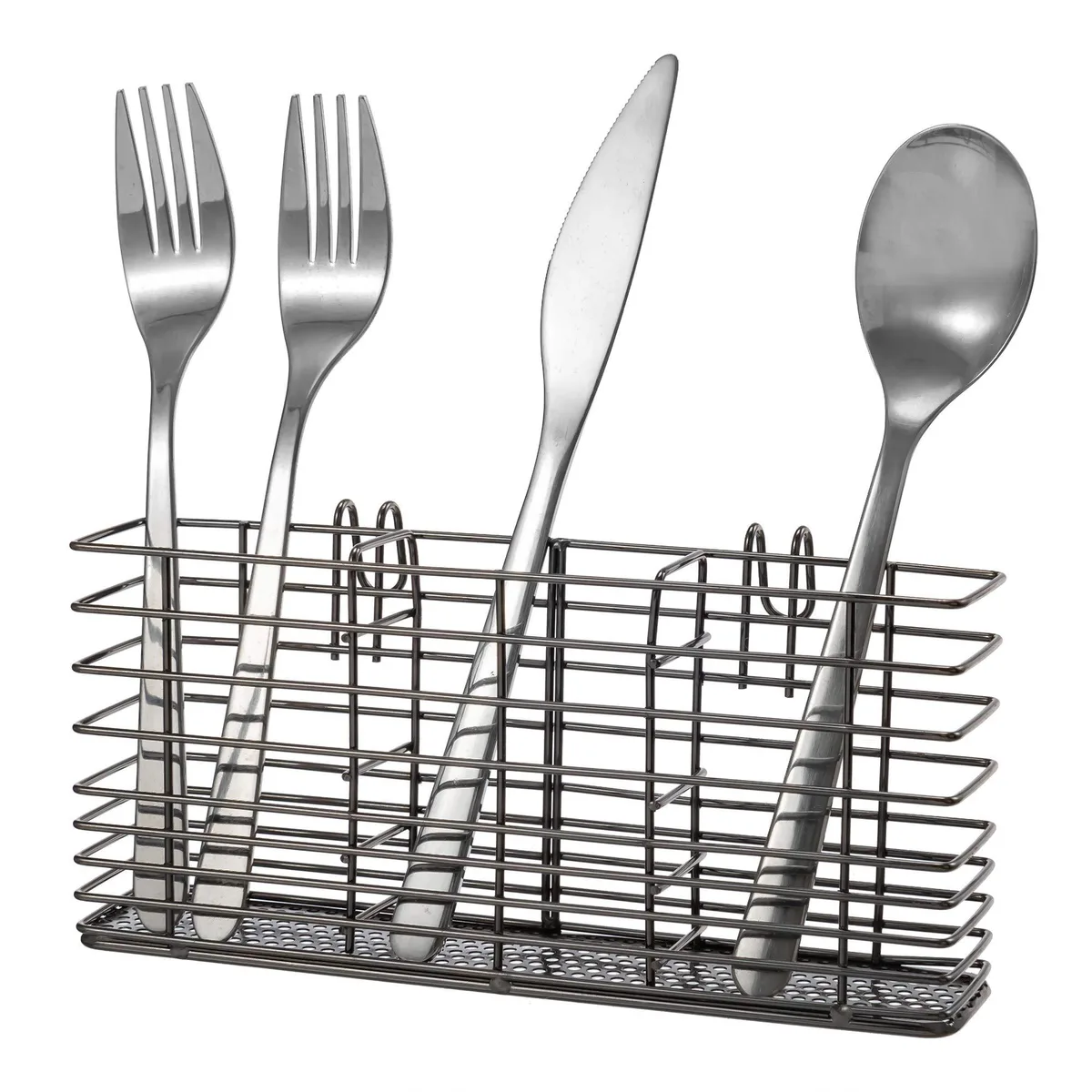  Slideep DCHN Cutlery Drying Rack 3 Compartment Nickel 7.9x1.6x3.5 in — product photo