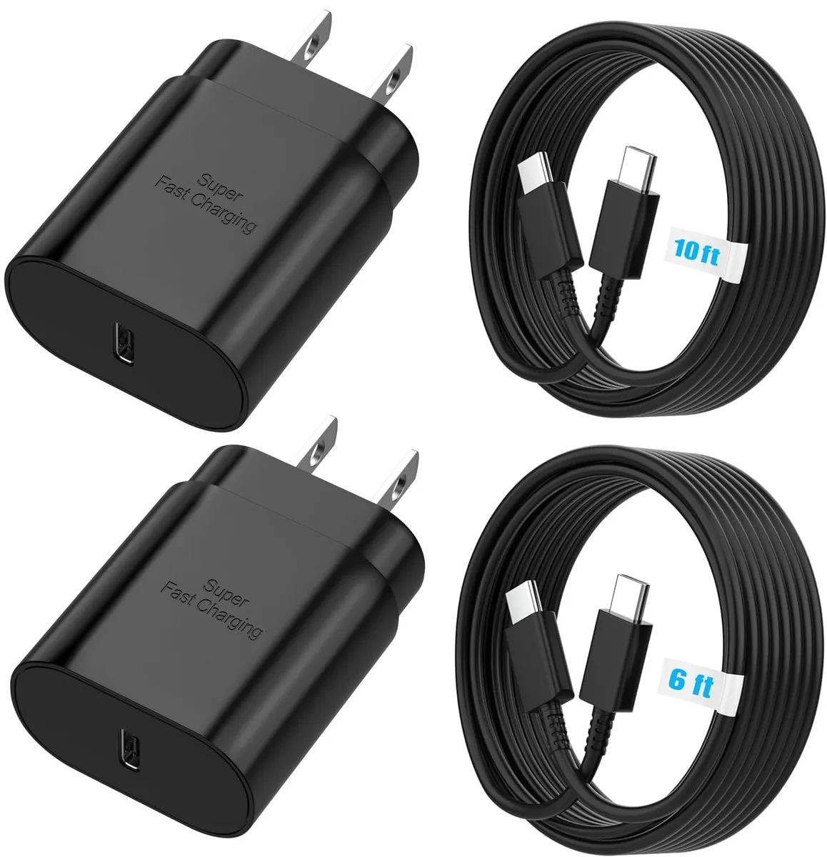 No Sew No Sew 25W USB-C Charger with 10ft Cable Black 2-Pack — product photo