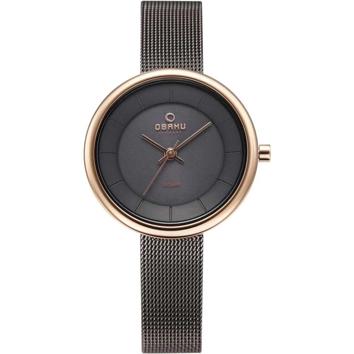 Stainless steel watch with black dial and metal bracelet