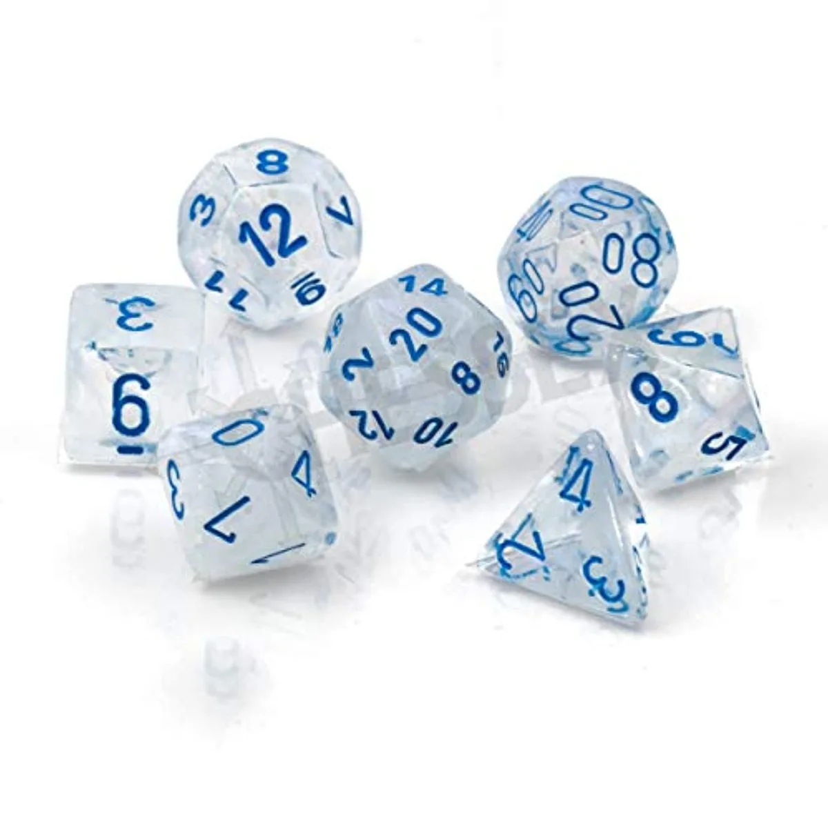 Chessex Chessex 7-Set Borealis Luminary Icicle Light Blue dice game — product photo