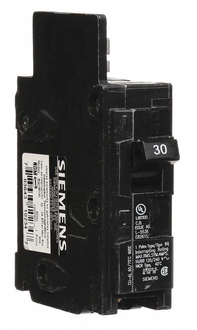 SIEMENS SIEMENS BQ1B030 Miniature Circuit Breaker 30A 1 Pole 120V AC — product photo