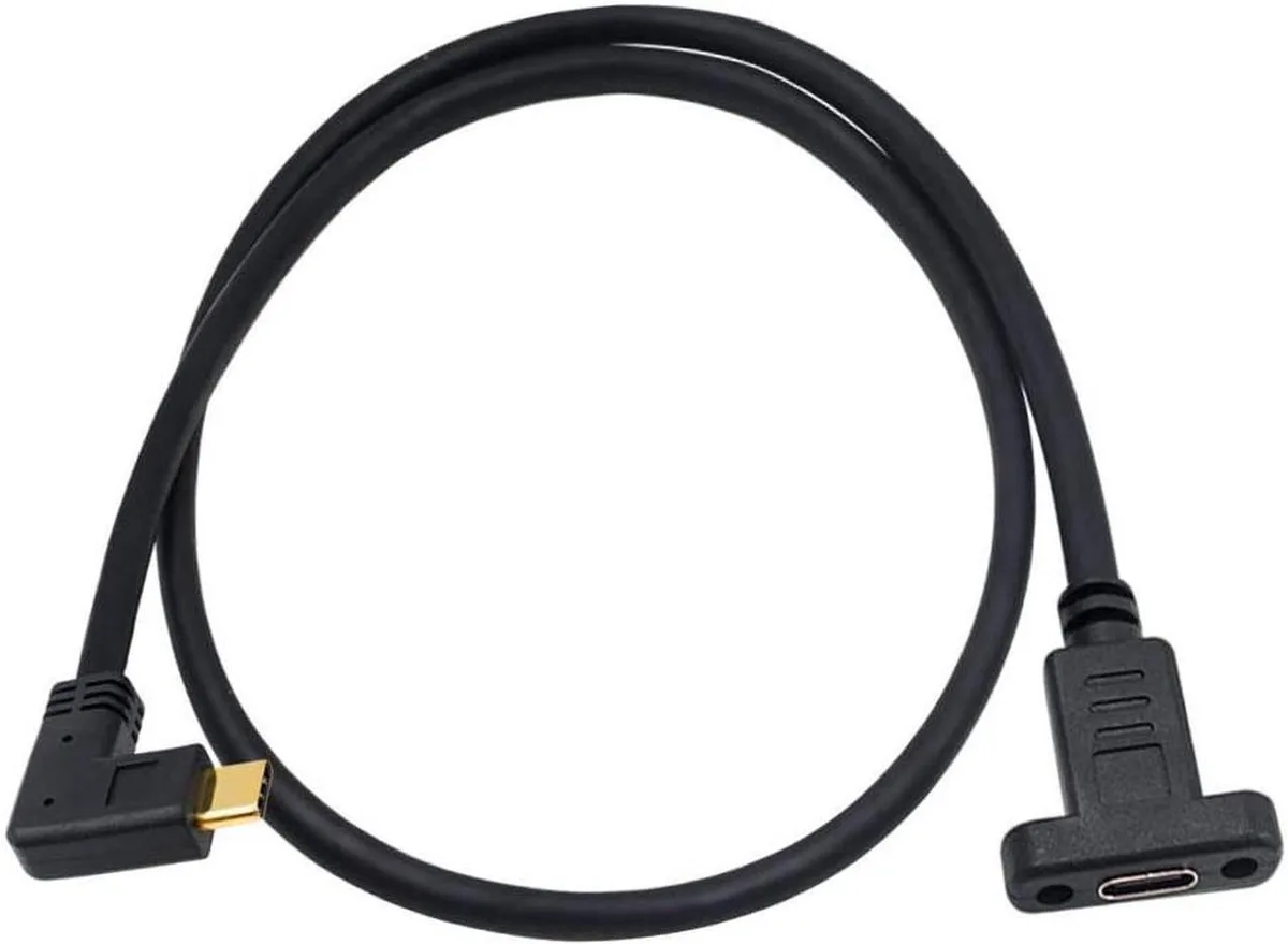 Vszerda Vszerda USB C Male to Female Extension Cable 90 Degree 60cm 10Gbps 20V 3A Panel Mount — product photo
