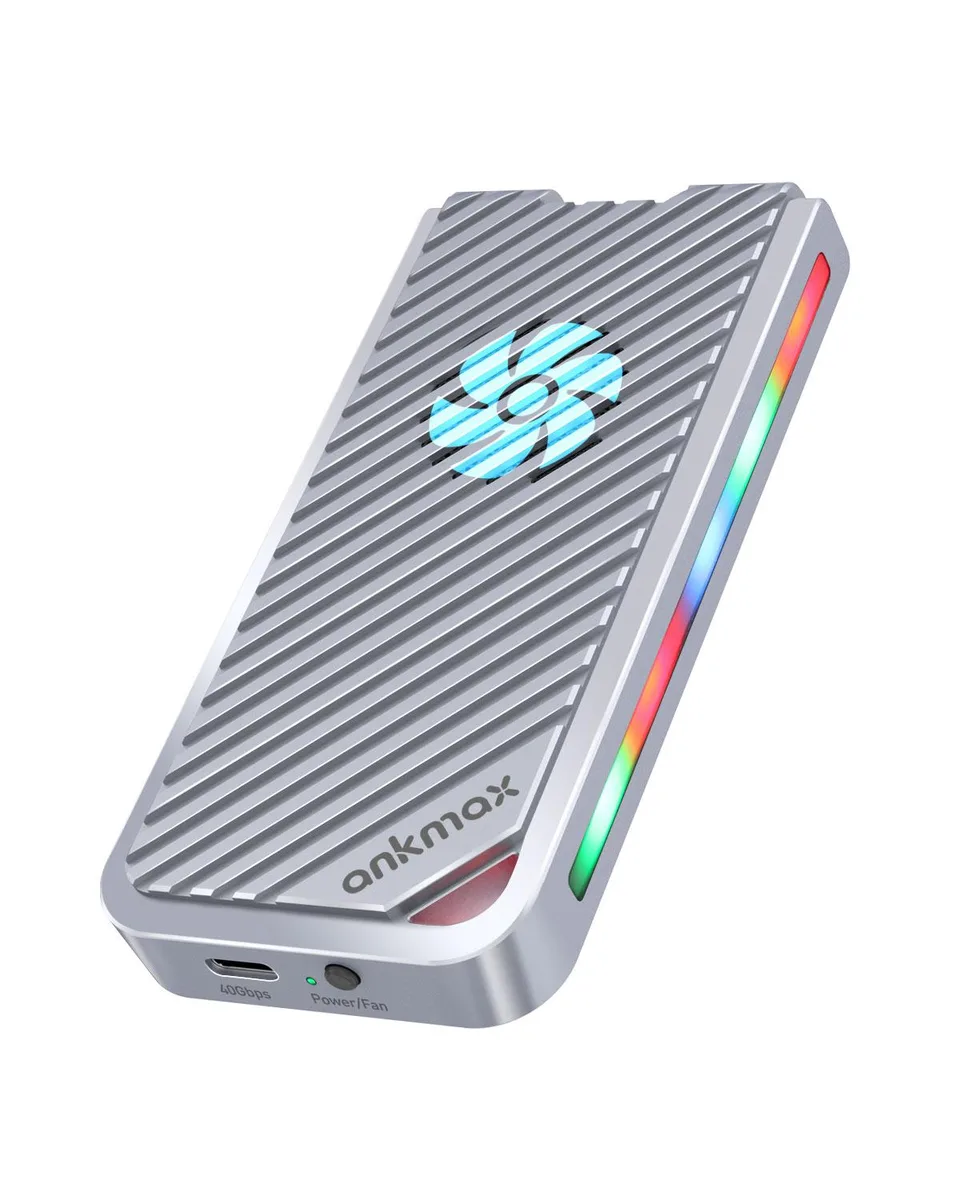 ankmax ankmax UC4M3 USB4 NVMe enclosure with fan and RGB — product photo
