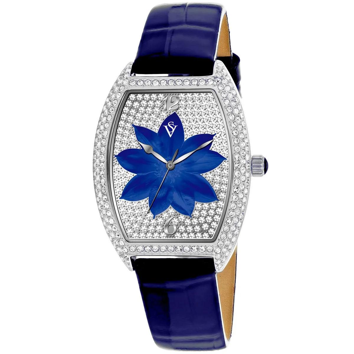 Christian Van Sant CV4854 blue dial watch with stainless steel case and leather strap