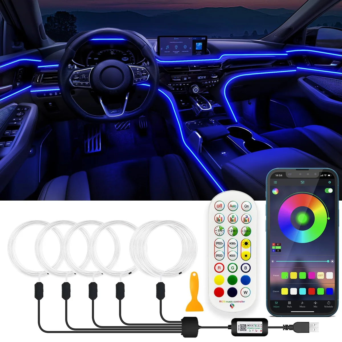  Automotive Specialty Lighting 276 in Fiber Optic RGB 16M Colors APP RF Remote — product photo